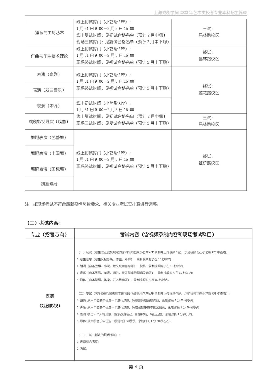 校考招生丨上海戲劇學(xué)院2023年藝術(shù)類(lèi)?？紝?zhuān)業(yè)本科招生簡(jiǎn)章